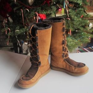 UGG Australia leather/sheepskin lace-up boots